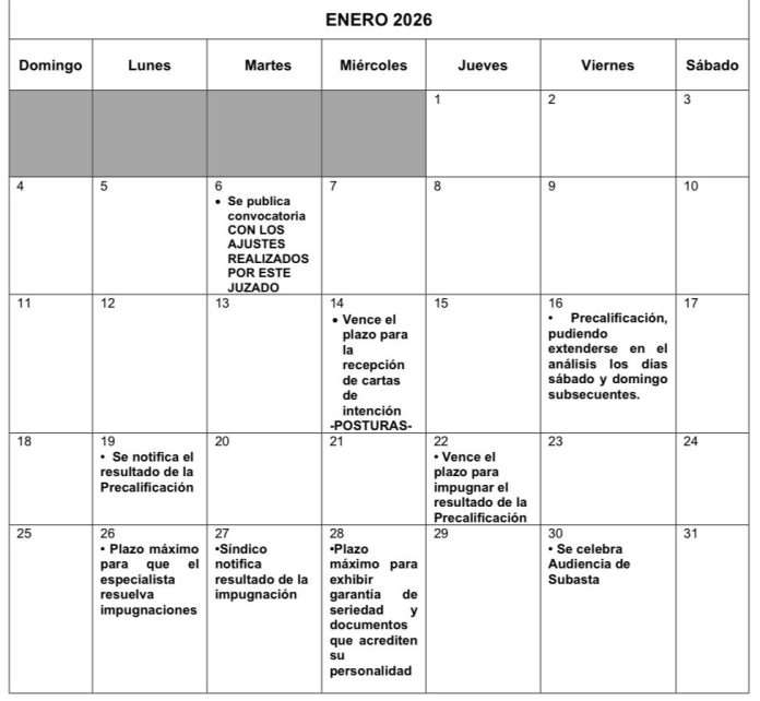 El Juzgado Segundo de Distrito en Materia de Concursos Mercantiles dio a conocer el calendario oficial del proceso de subasta de AHMSA (Altos Hornos de México) y su filial MINOSA (Minera del Norte), marcando fechas que definirán el futuro jurídico y operativo de la siderúrgica coahuilense.