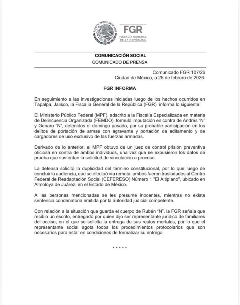Comunicado FGR