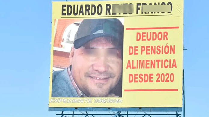 Deudor alimentario exhibido en espectacular en Coahuila