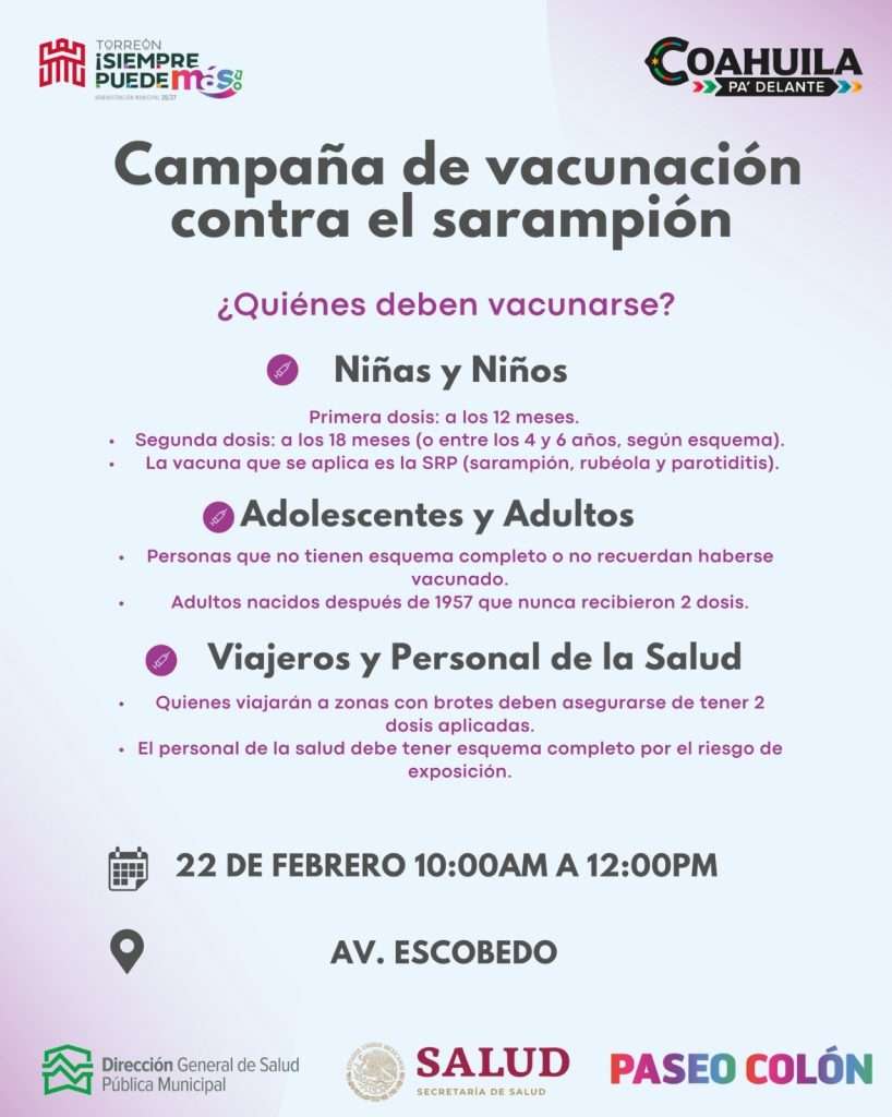 Paseo Colón será sede de campaña de vacunación contra el sarampión