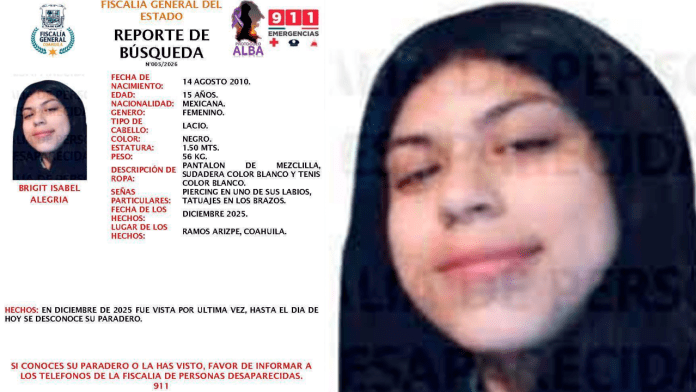 Se busca Brigit Isabel Alegría Silva