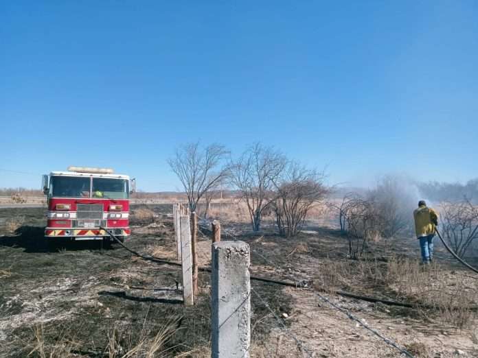 Bomberos de Múzquiz atienden incendios provocados en pastizales y predios baldíos