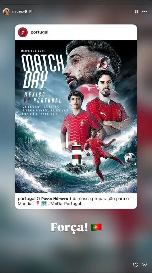 Historia de Instagram de Cristiano Ronaldo