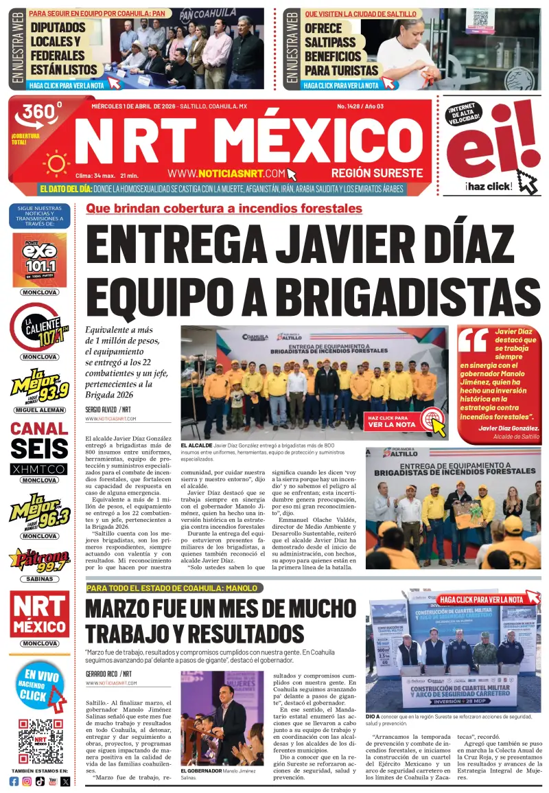 Portada NRT México Saltillo 01 de abril de 2026