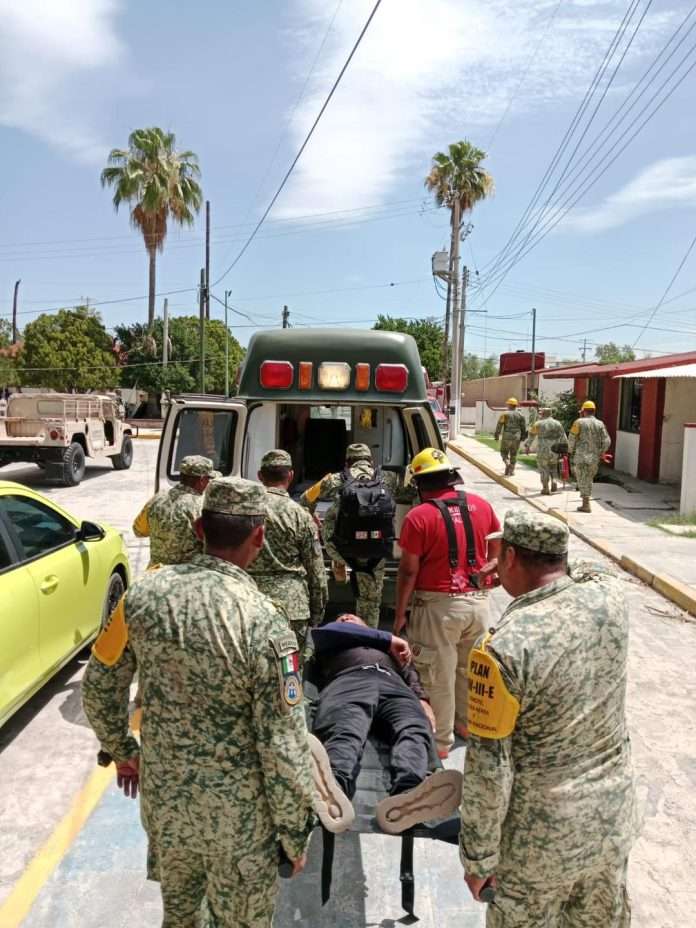 Múzquiz realiza con éxito el Simulacro Nacional 2026 con participación de escuelas, empresas y fuerzas militares.