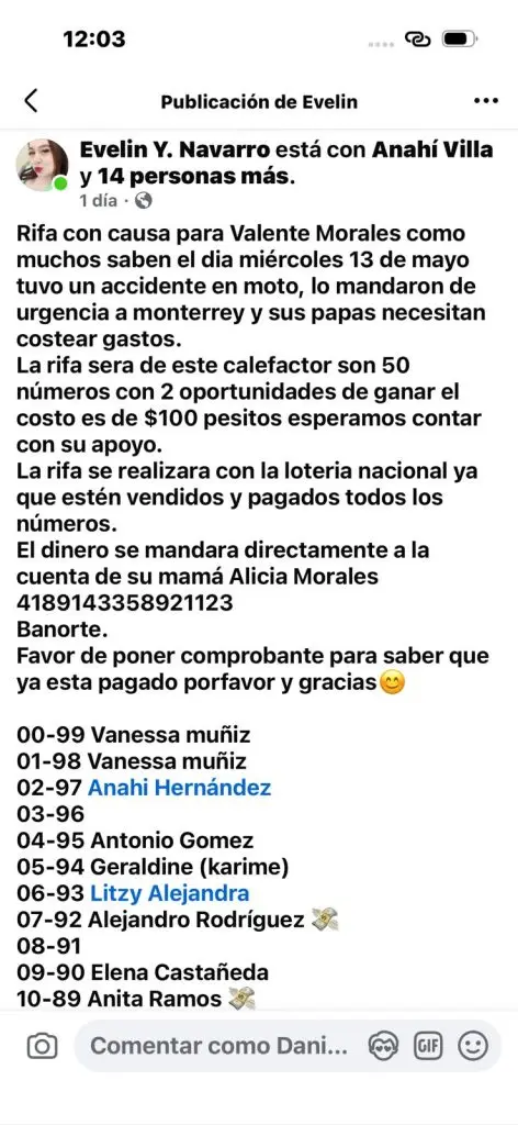 Organizan rifa con causa para apoyar a joven accidentado en moto en Monclova