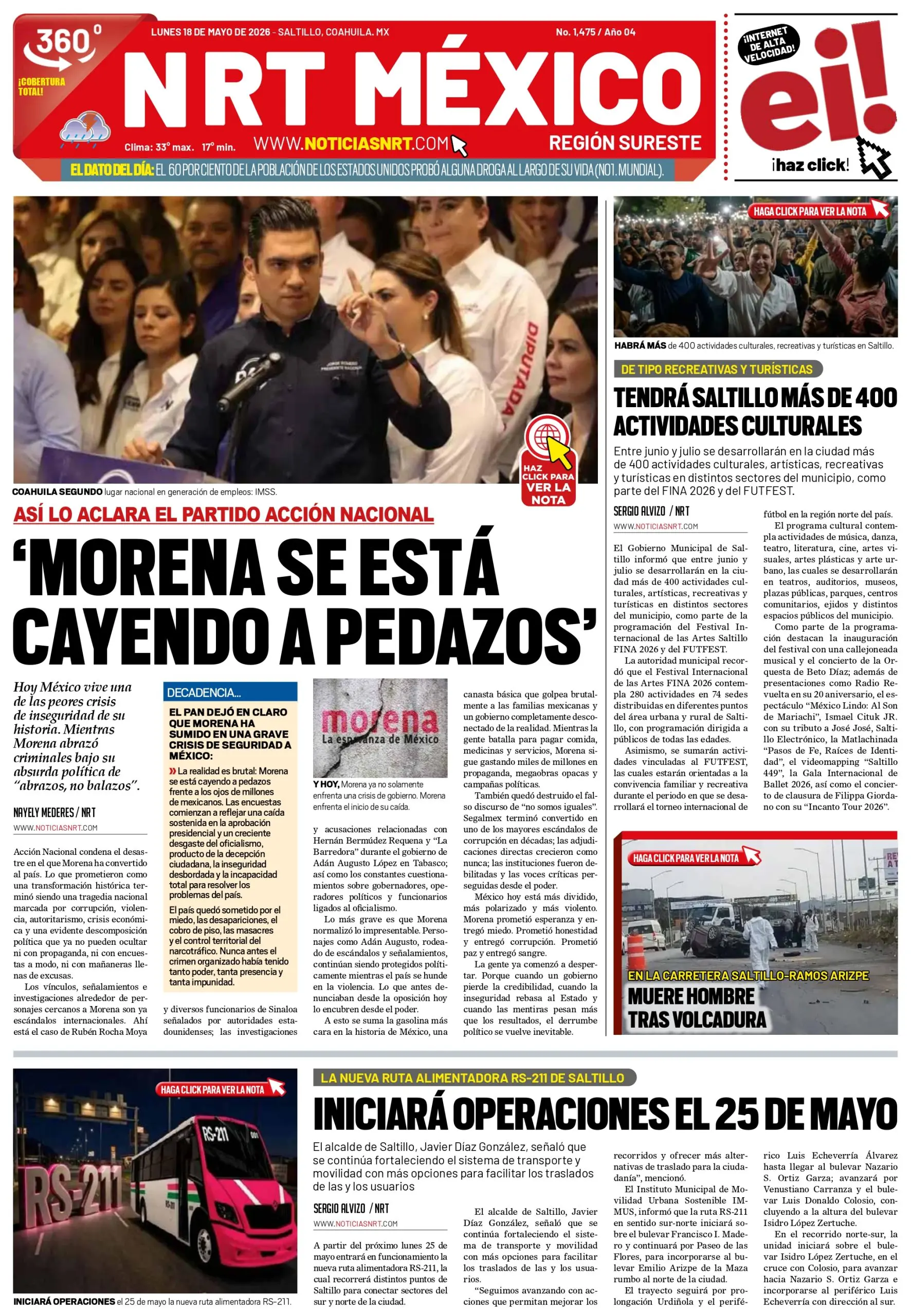 Portada de NRT México Región Sureste de este 18 de mayo de 2026.