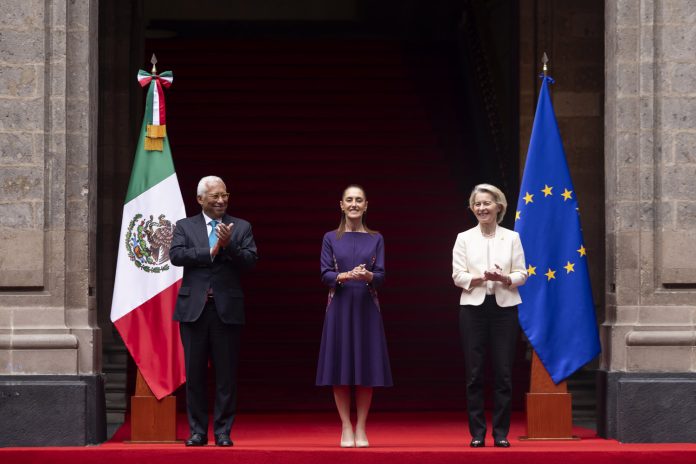 Recibe Claudia Sheinbaum al Presidente del Consejo Europeo, António Costa y a la Presidenta de la Comisión Europea, Ursula von der Leyen en Palacio