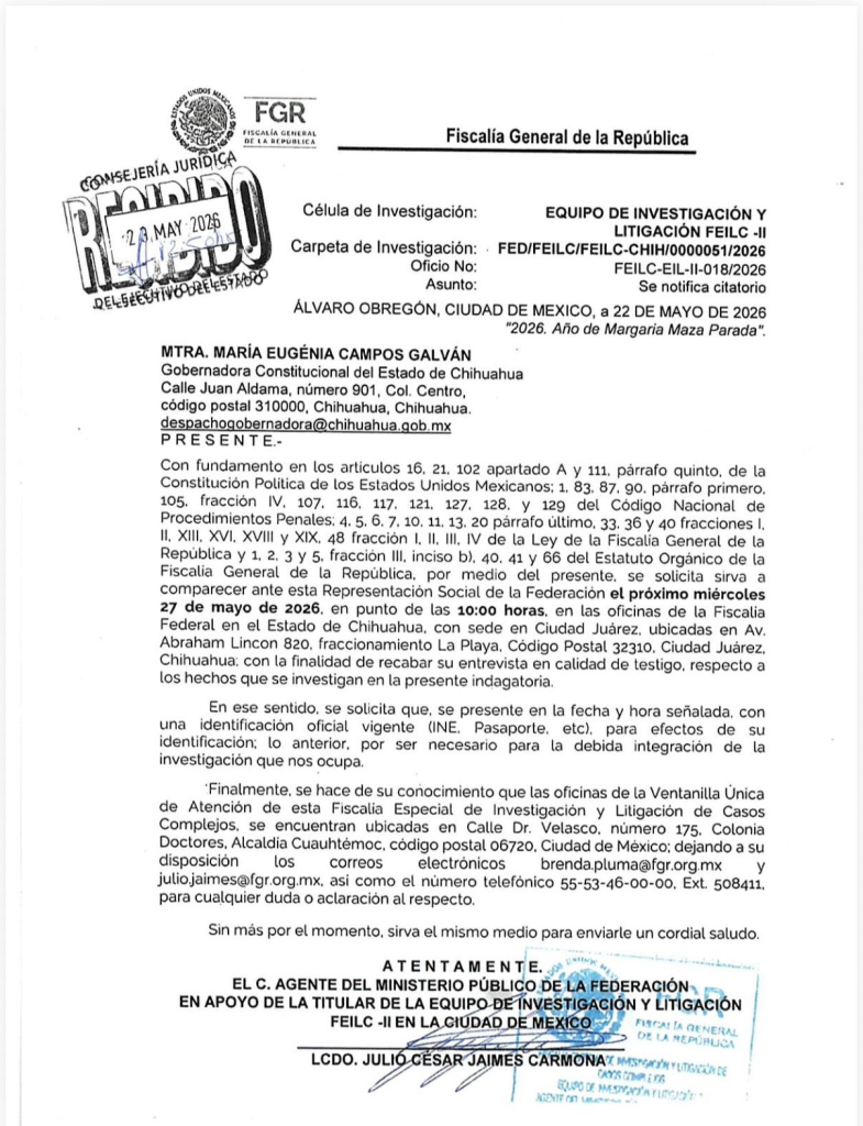 Citatorio para Maru Campos