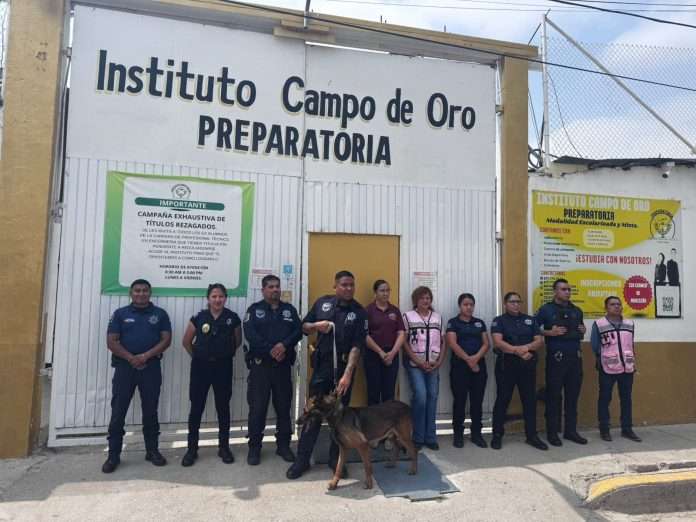 Realiza Seguridad Pública operativo mochila en el Instituto Campo de Oro