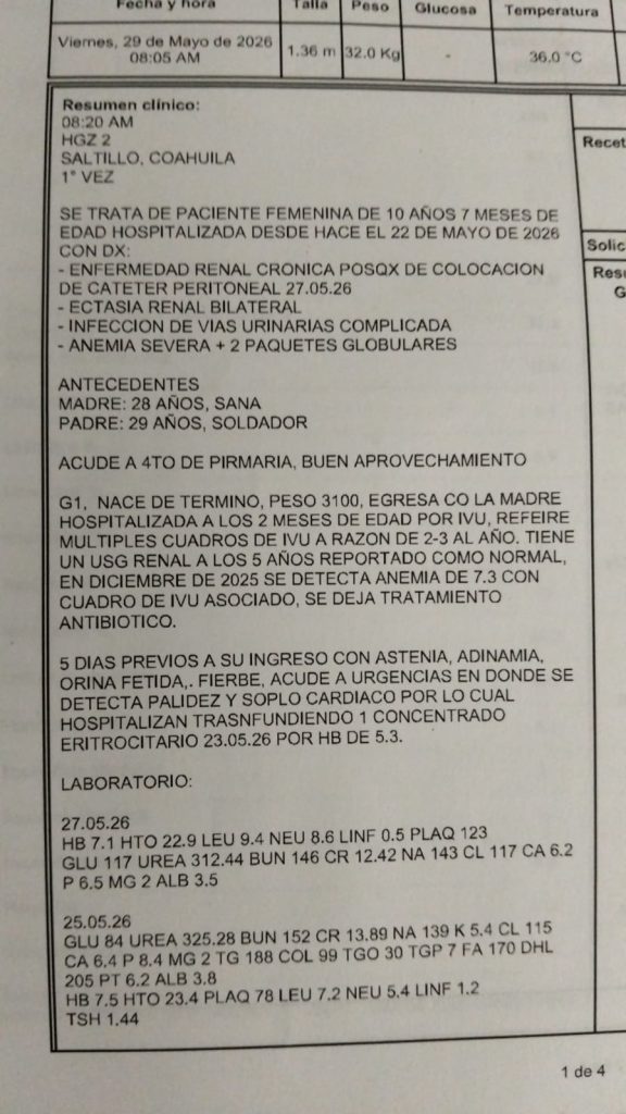 Ashley Estefanía, de 10 años, requiere apoyo urgente para trasplante de riñón