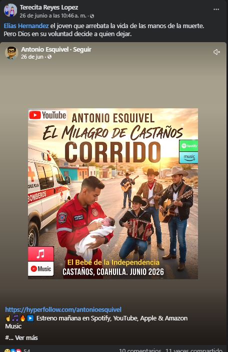 Publicación de la que sería la abuela del bebé