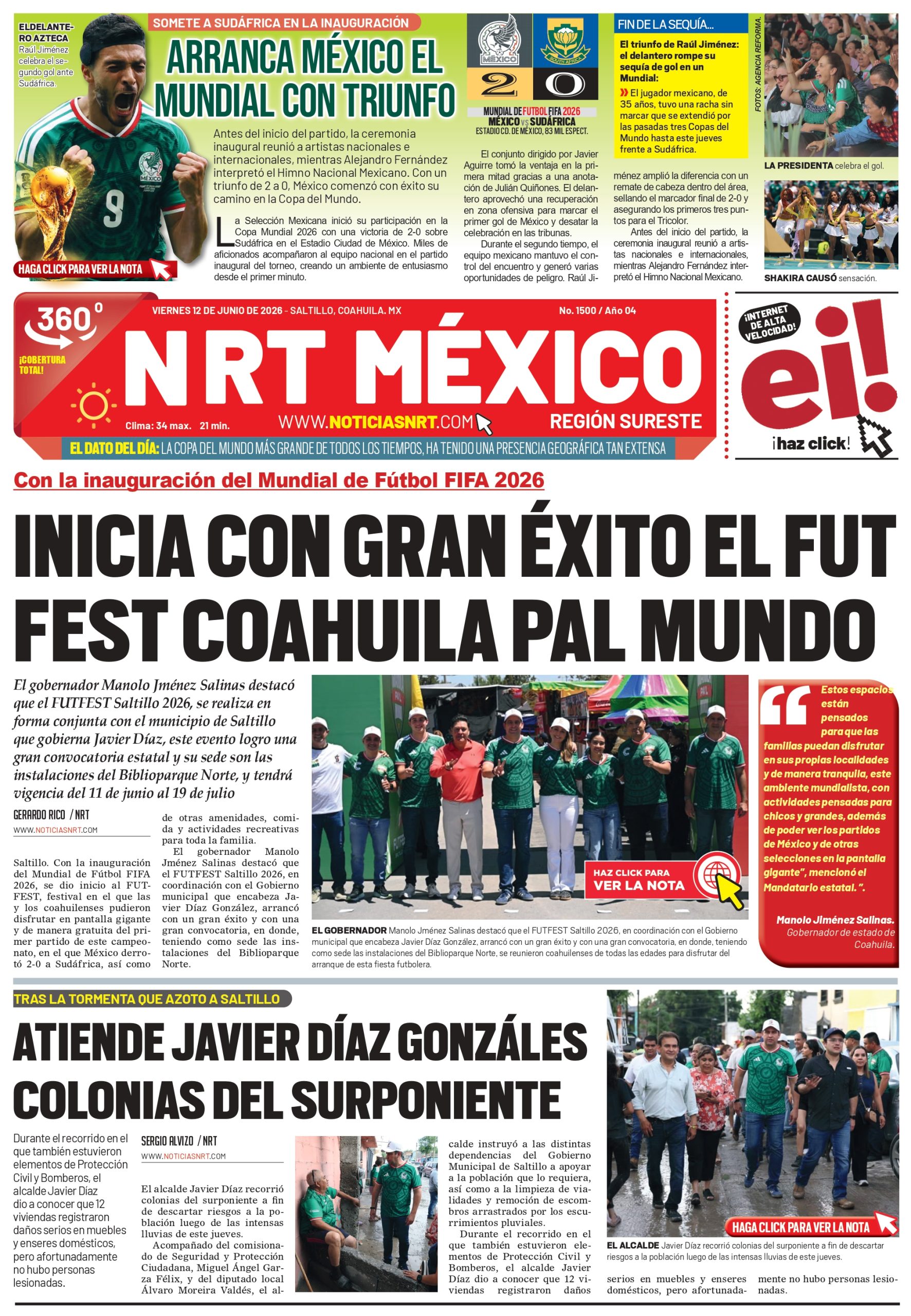 Portada NRT México Región Sureste del 12 de junio de 2026.