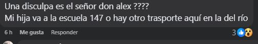 Comentario en redes sociales
