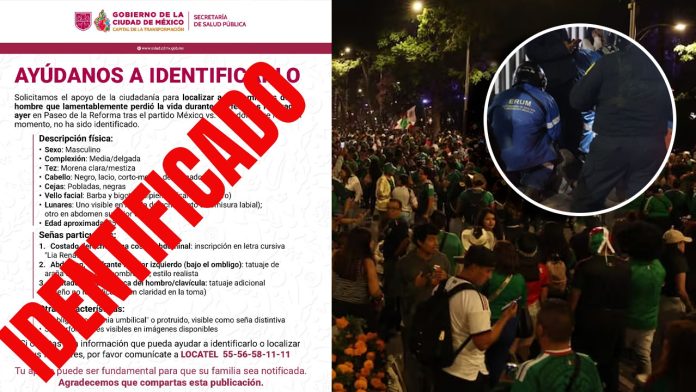 Identifican a hombre fallecido durante los festejos por la victoria de México en CDMX