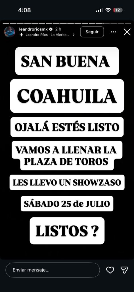Leandro Ríos anuncia concierto