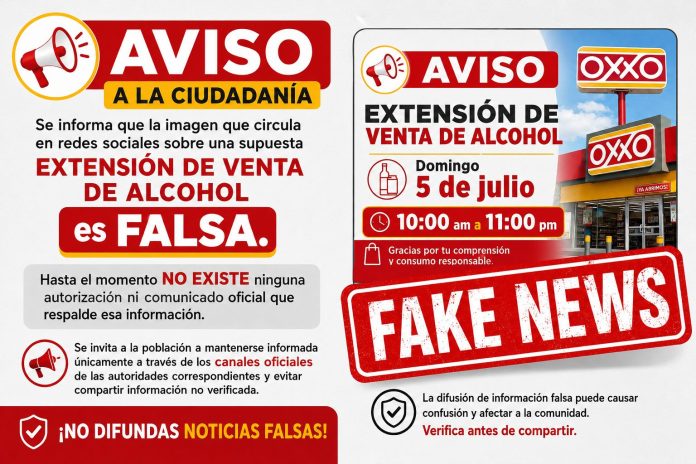 El Gobierno Municipal de Múzquiz desmintió la información que circula en redes sociales sobre una supuesta ampliación del horario para la venta de bebidas alcohólicas y pidió consultar únicamente fuentes oficiales.