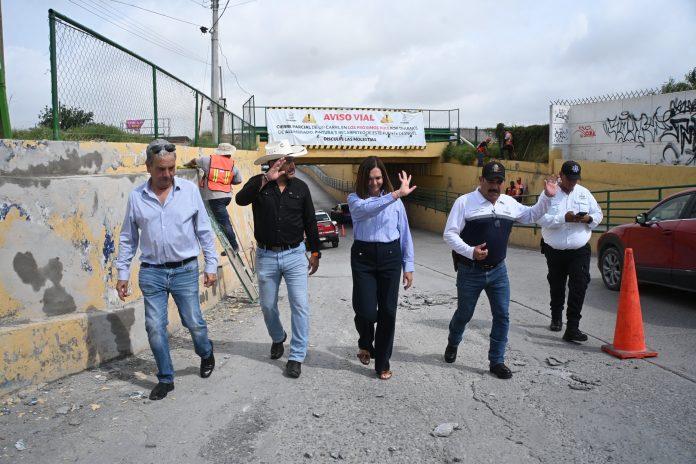 Supervisa Sari Pérez avance de rehabilitación del paso a desnivel