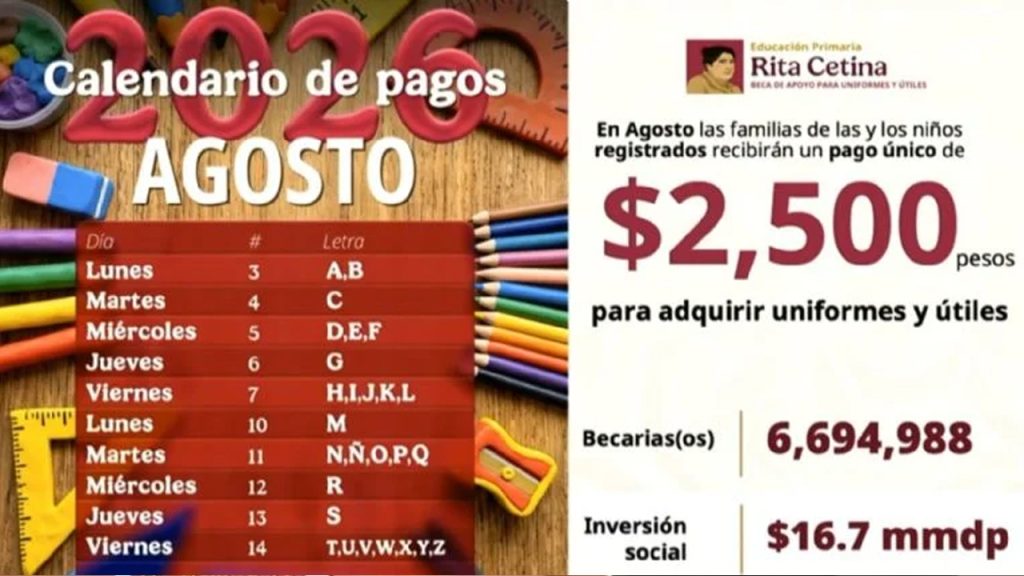 Calendario de pagos para útiles y uniformes
