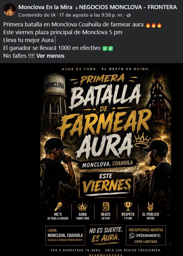 Convocan a la Primera Batalla de "Farmear Aura" en Monclova
