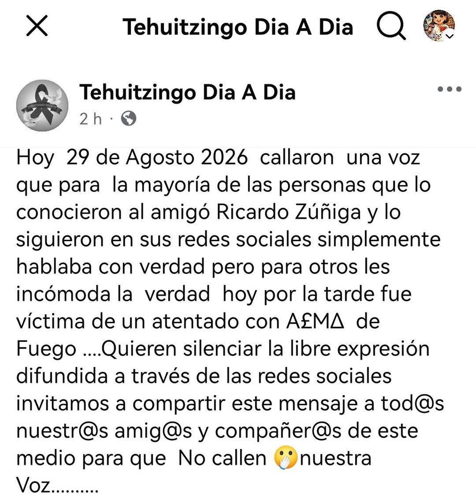 Mensaje a favor de Ricardo Zuñoga