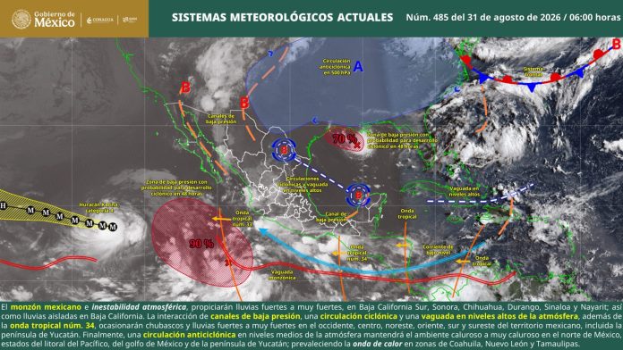LLUVIAS MUY FUERTES Y ALTAS TEMPERATURAS SE PREVÉN PARA COAHUILA