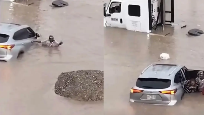 ¡El Chavo del 8 al rescate! Salva a mujer atrapada por inundación en Saltillo