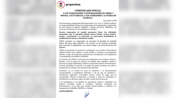 Cuestionan autenticidad de comunicado sobre la compra de AHMSA por Arturo Domínguez