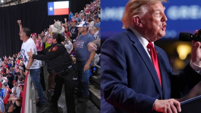 Manifestantes interrumpen en cinco ocasiones el discurso de Trump durante mitin en Texas